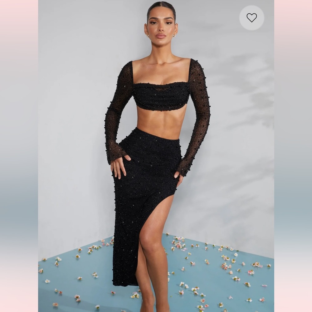 Oh Polly beaded set in black. Perfect condition. Worn once for birthday.